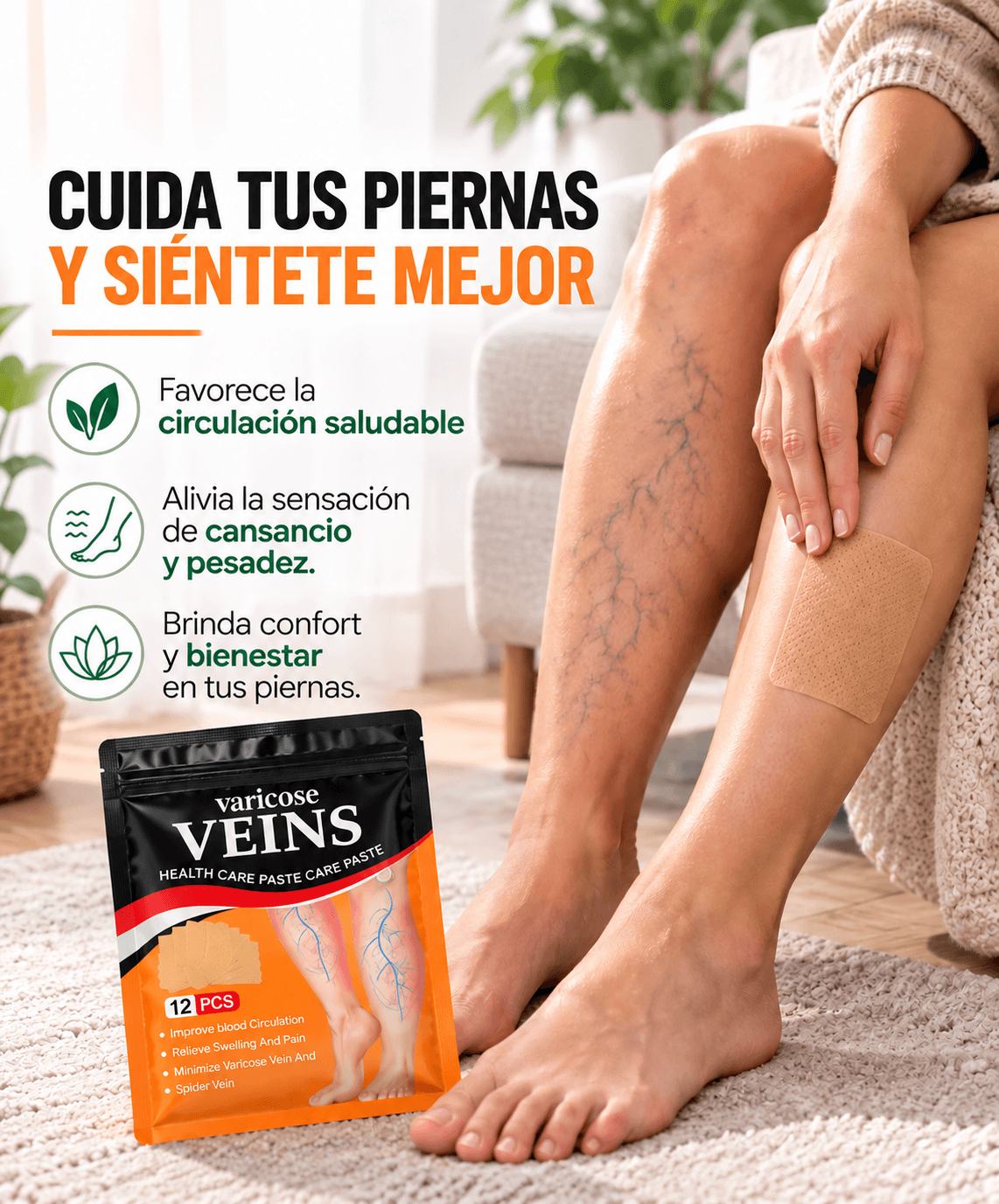· Várices Varicose · Parches para piernas más ligueras (12 Pz)