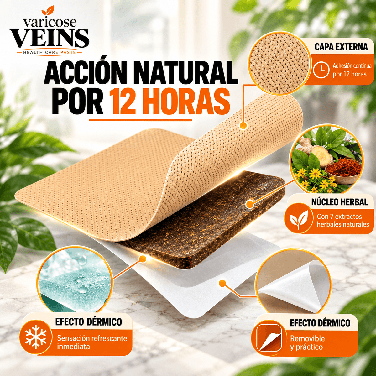 · Várices Varicose · Parches para piernas más ligueras (12 Pz)
